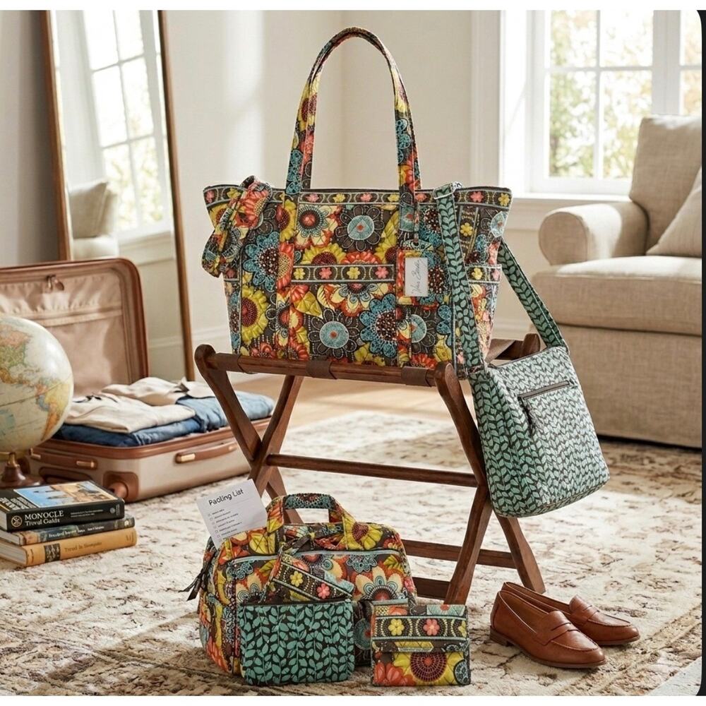 Vera Bradley Retired Floral Bag Lot Tote Crossbody Wallet Organizer Travel Set - Picture 2 of 16